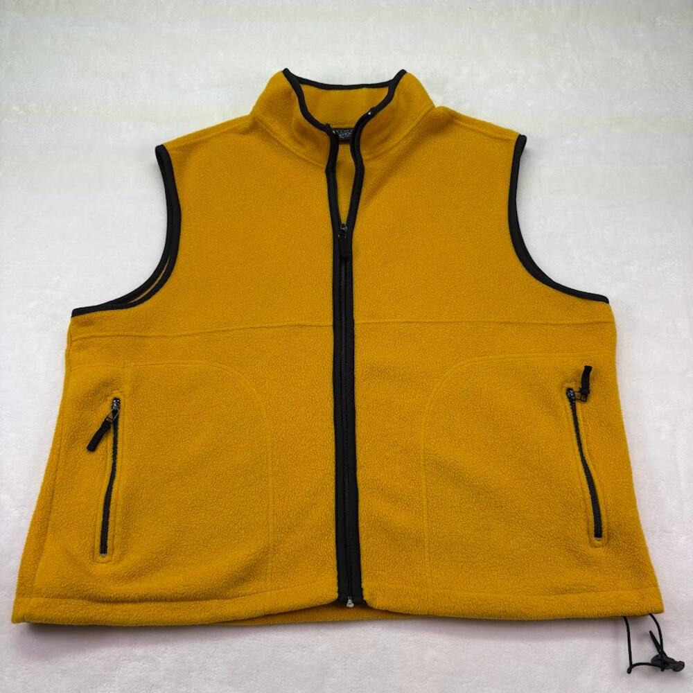 Vintage K-Mart Basic Editions Big Man Full Zip Fleece Vest Yellow Gold Size XXL
